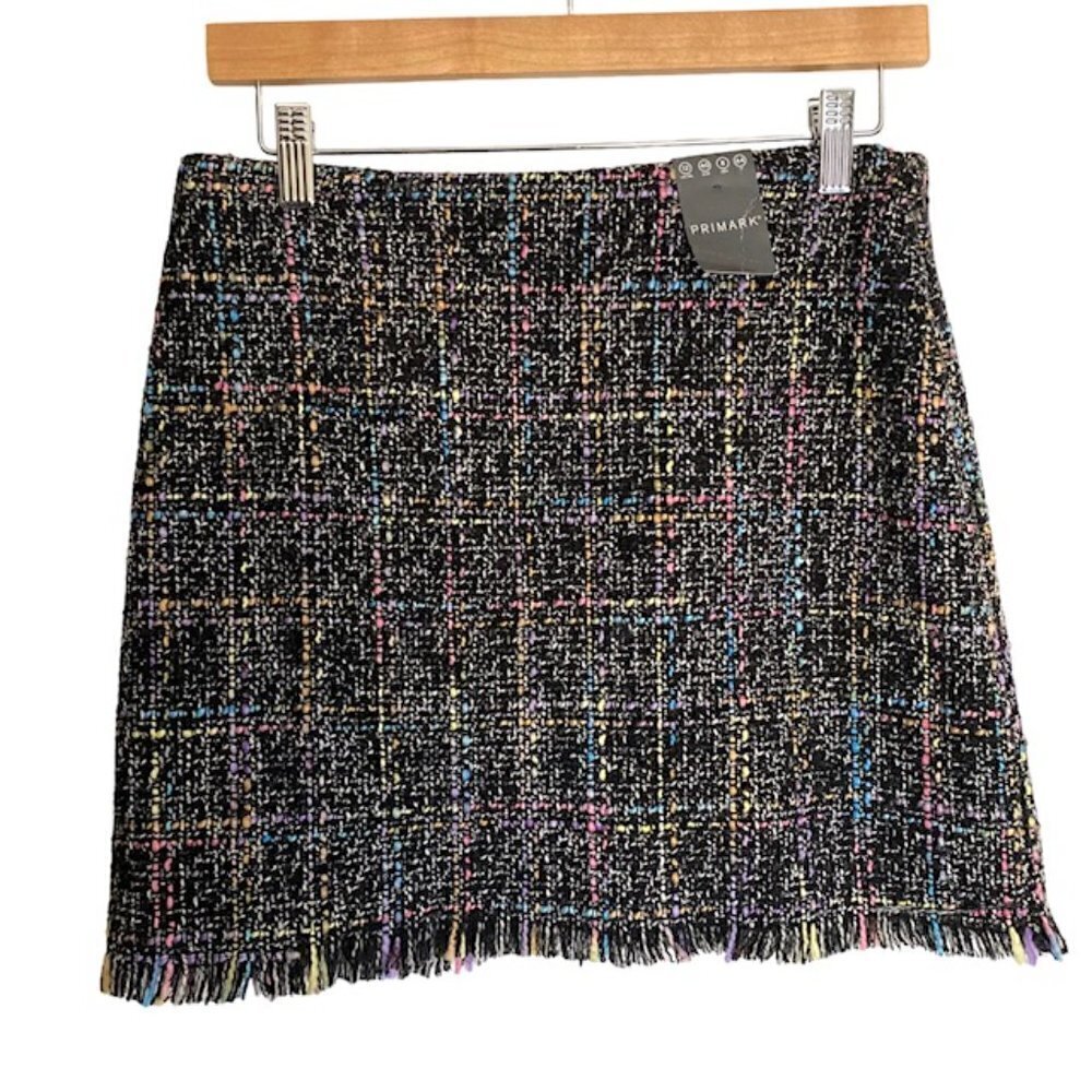 NWT Primark Tweed Black Multi Mini Skirt 8